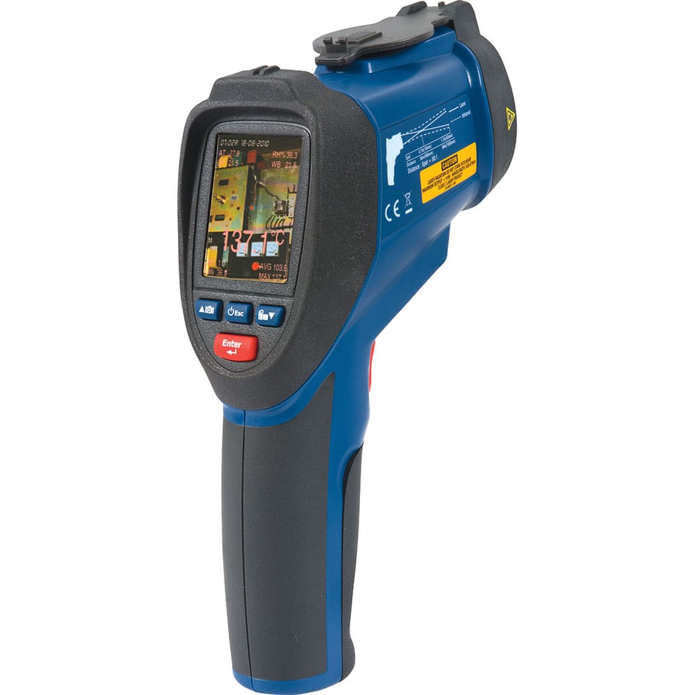 REED Instruments - Infrared Thermometers; Minimum Temperature (C): 50.00 ; Minimum Temperature (F): -58.000 ; Maximum Temperature (C): 2200.00 ; Maximum Temperature (F): 3992.000 ; Distance to Spot Ratio: 50:1 ; Power Supply: Li-Ion rechargeable - Exact Industrial Supply