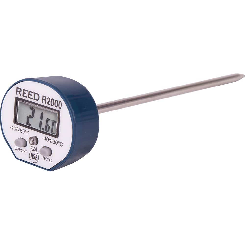 REED Instruments - Digital Thermometers & Probes; Type: Pocket Size Digital Stem Thermometer ; Maximum Temperature (C): 230.00 ; Maximum Temperature (F): 450.000 ; Minimum Temperature (C): -40.00 ; Minimum Temperature (F): -40.000 ; Sensor: Digital Stem - Exact Industrial Supply