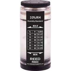REED Instruments - Thermometer/Hygrometers & Barometers; Type: Humidity Calibration Standard ; Minimum Relative Humidity (%): 32 ; Maximum Relative Humidity (%): 33.47 ; Minimum Temperature (C): 10.00 ; Minimum Temperature (F): 50.000 ; Maximum Temperatu - Exact Industrial Supply