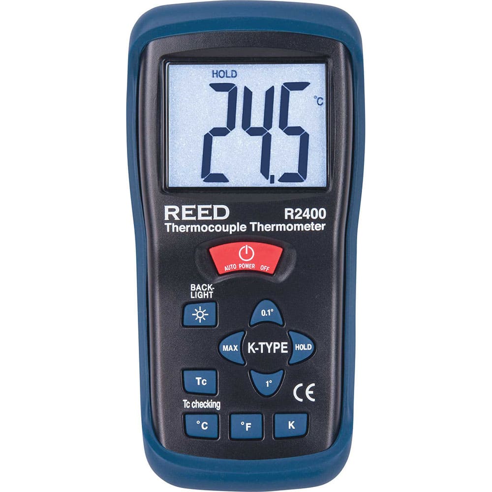 REED Instruments - Digital Thermometers & Probes; Type: Digital Thermometer ; Maximum Temperature (C): 1300.00 ; Maximum Temperature (F): 2000.000 ; Minimum Temperature (C): -50.00 ; Minimum Temperature (F): -58.000 ; Display Type: Digital LCD - Exact Industrial Supply