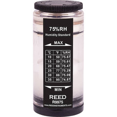 REED Instruments - Thermometer/Hygrometers & Barometers; Type: Humidity Calibration Standard ; Minimum Relative Humidity (%): 75 ; Maximum Relative Humidity (%): 75.67 ; Minimum Temperature (C): 10.00 ; Minimum Temperature (F): 50.000 ; Maximum Temperatu - Exact Industrial Supply
