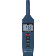 REED Instruments - Thermometer/Hygrometers & Barometers; Type: Thermo-Hygrometer ; Minimum Relative Humidity (%): 0 ; Maximum Relative Humidity (%): 100.00 ; Minimum Temperature (C): -20.00 ; Minimum Temperature (F): -4.000 ; Maximum Temperature (C): 60. - Exact Industrial Supply