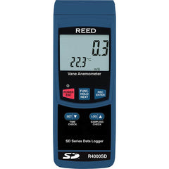 REED Instruments - Airflow Meters & Thermo-Anemometers; Type: Airflow Meter ; Maximum Air Velocity ft/min (Feet): 5906 ; Min Air Velocity ft/min (Feet): 79 ; Min Air Velocity km/hr: 0.400 ; Min Air Velocity knots: 0.800 ; Min Air Velocity mph: 0.9000 - Exact Industrial Supply