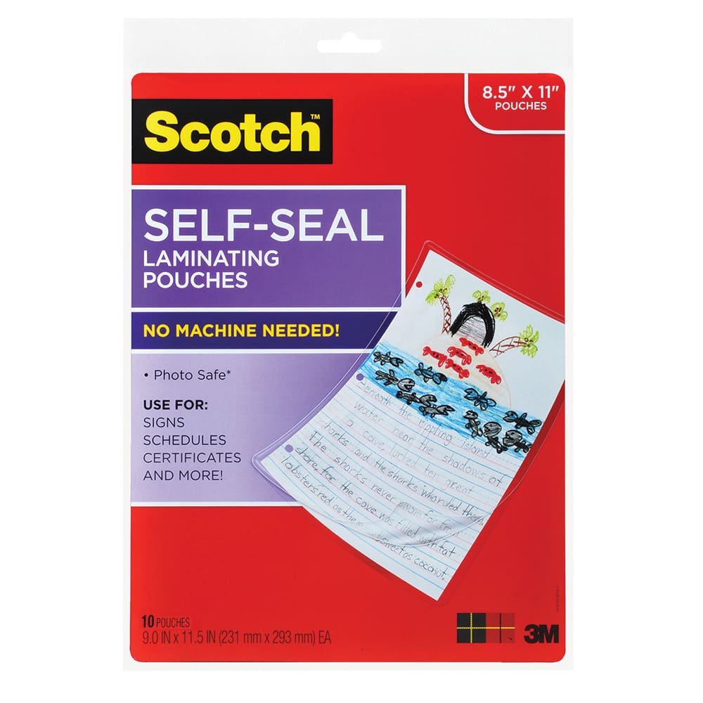 3M - Plastic Pouches; Height (Inch): 11-1/2 ; Width (Inch): 9 ; Type: Laminating Pouch ; Number of Pieces: 10.000 - Exact Industrial Supply