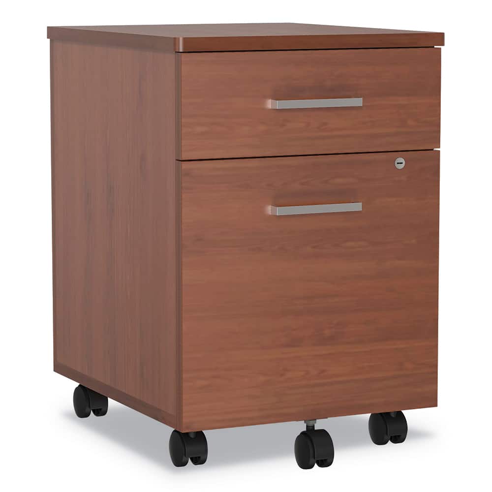 Linea Italia - 2 Drawer Cherry Laminate Mobile Pedestal File Cabinet - Exact Industrial Supply