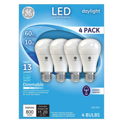 General Electric - Lamps & Light Bulbs; Lamp Technology: LED ; Lamps Style: Residential/Office ; Lamp Type: A19 ; Wattage Equivalent Range: 60-74 ; Actual Wattage: 10.00 ; Base Style: Medium Screw - Exact Industrial Supply