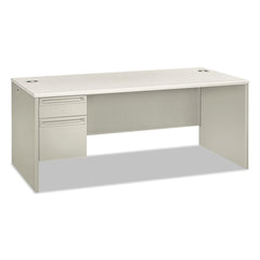 Hon - Office Desks; Type: Single Pedestal w/Left Hand Return ; Center Draw: No ; Color: Silver Mesh; Light Gray ; Material: Steel Base; Laminate Worksurface ; Width (Inch): 72 ; Depth (Inch): 36 - Exact Industrial Supply