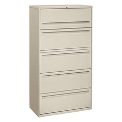 Hon - 5 Drawer Light Gray Steel Lateral File - Exact Industrial Supply