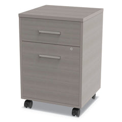 Linea Italia - 2 Drawer Ash Laminate & Steel Mobile Pedestal File Cabinet - Exact Industrial Supply