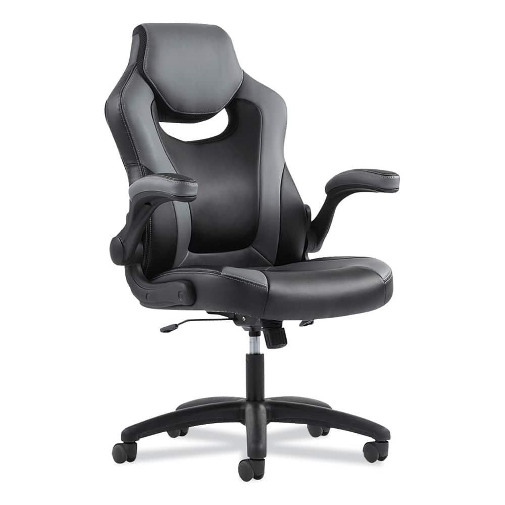 Basyx - Swivel & Adjustable Office Chairs; Type: High-Back Racing Style ; Color: Black/Gray ; Seat Material: SofThread Leather ; Height Range (Inch): 44 - Exact Industrial Supply