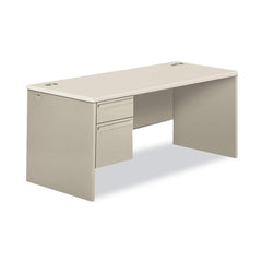 Hon - Office Desks; Type: Single Pedestal w/Left Hand Return ; Center Draw: No ; Color: Silver Mesh; Light Gray ; Material: Steel Base; Laminate Worksurface ; Width (Inch): 66 ; Depth (Inch): 30 - Exact Industrial Supply