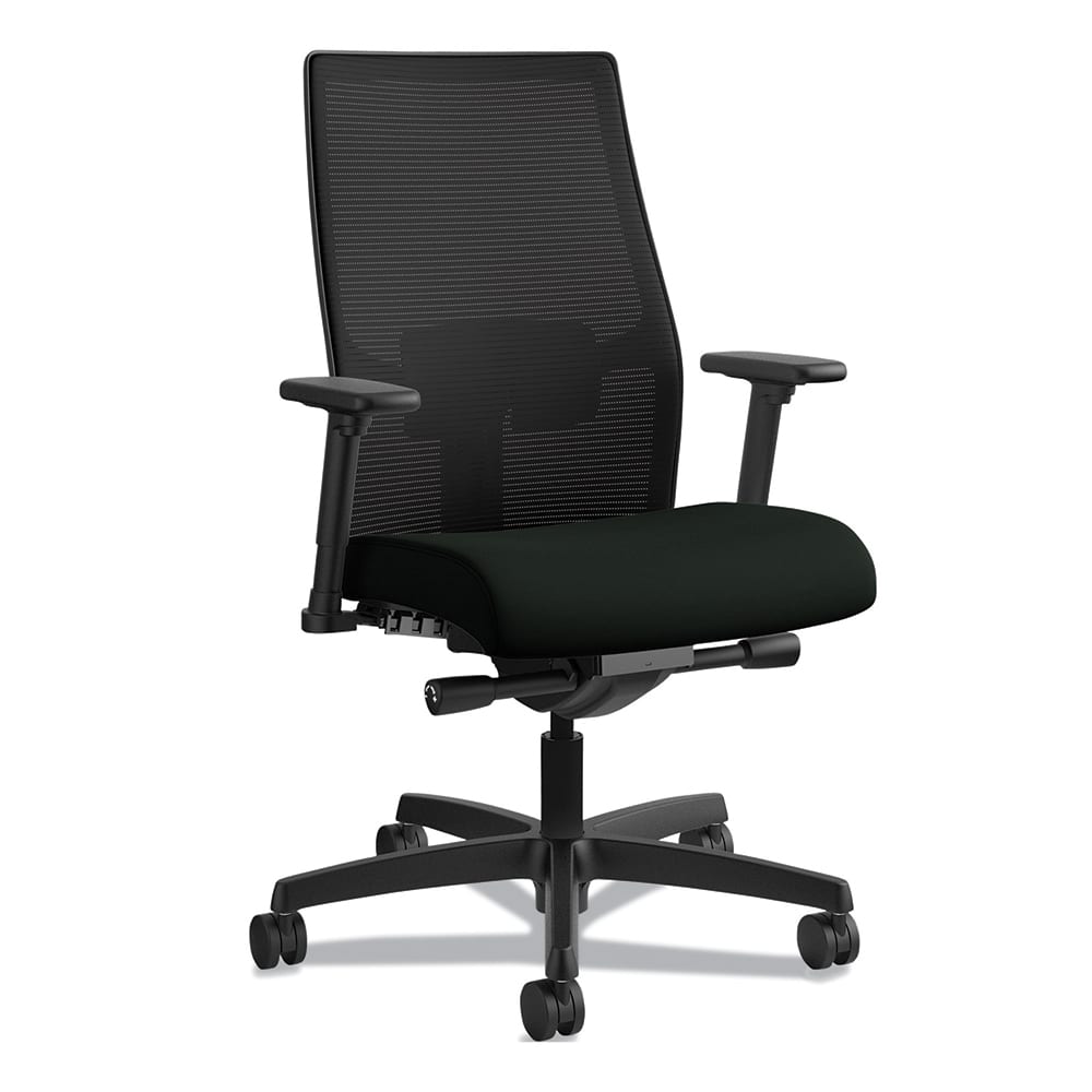 Hon - Swivel & Adjustable Office Chairs; Type: Mid-Back Chair ; Color: Black ; Seat Material: Fabric ; Height Range (Inch): 44 - Exact Industrial Supply