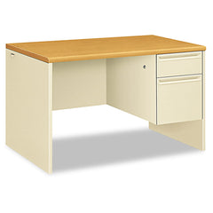 Hon - Office Desks; Type: Right Pedestal ; Center Draw: No ; Color: Harvest; Putty ; Material: Steel Base; High-Pressure Laminate Worksurface ; Width (Inch): 48 ; Depth (Inch): 30 - Exact Industrial Supply