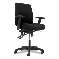 Basyx - Swivel & Adjustable Office Chairs; Type: Mid-Back Chair ; Color: Black ; Seat Material: Fabric ; Height Range (Inch): 47 ; Depth (Inch): 25-1/4 ; Width (Inch): 26-37/64 - Exact Industrial Supply