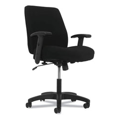 Basyx - Swivel & Adjustable Office Chairs; Type: Mid-Back Chair ; Color: Black ; Seat Material: Fabric ; Height Range (Inch): 44 ; Depth (Inch): 25-1/4 ; Width (Inch): 25-63/64 - Exact Industrial Supply