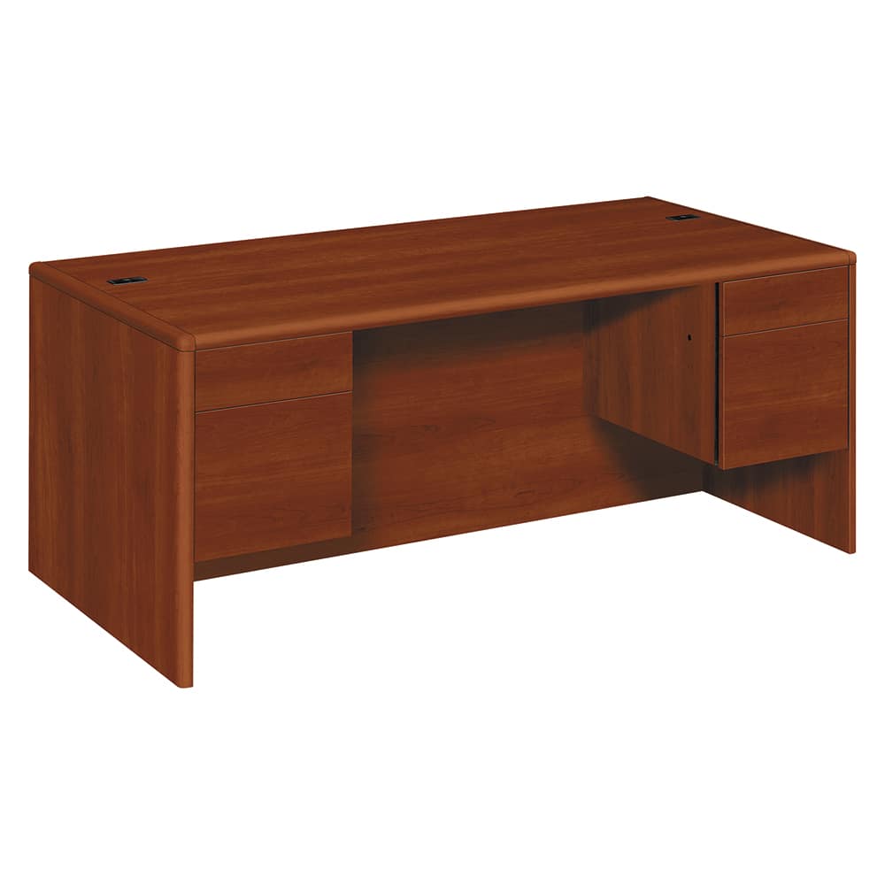 Hon - Office Desks; Type: Double Pedestal Desk ; Center Draw: No ; Color: Cognac ; Material: Woodgrain Laminate Base; High-Pressure Laminate Worksurface ; Width (Inch): 72 ; Depth (Inch): 36 - Exact Industrial Supply