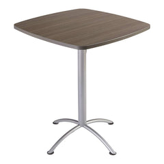 ICEBERG - Stationary Tables; Type: Breakroom ; Material: Laminate ; Color: Natural Teak Top; Silver Base ; Height (Inch): 42 ; Length (Inch): 36 ; Width (Inch): 36 - Exact Industrial Supply
