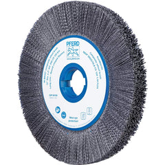 PFERD - Wheel Brushes; Outside Diameter (Inch): 12 ; Wire Type: Crimped; Round ; Fill Material: Nylon; Ceramic ; Trim Length (Inch): 2-3/8 ; Filament Wire Diameter Range: 0.0300 & Above ; Maximum RPM: 1800.000 - Exact Industrial Supply