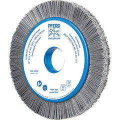 PFERD - Wheel Brushes; Outside Diameter (Inch): 10 ; Wire Type: Rectangular ; Fill Material: Nylon; Silicon Carbide ; Trim Length (Inch): 1-1/2 ; Filament Wire Diameter Range: 0.0300 & Above ; Maximum RPM: 3600.000 - Exact Industrial Supply