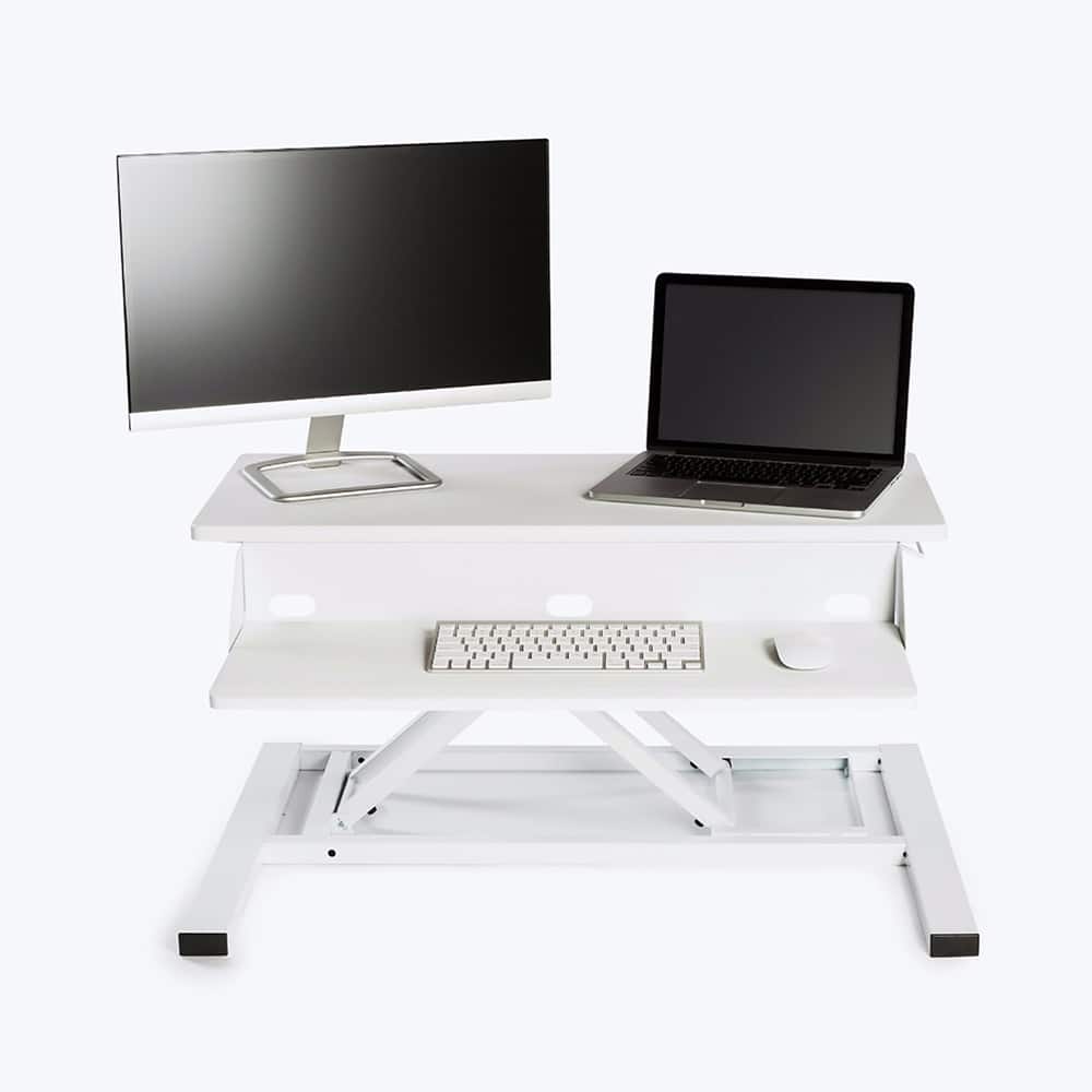 Luxor - Office Desks; Type: Sit/Stand Workstation ; Center Draw: No ; Color: White ; Material: Steel; Powder Coat; MDF ; Width (Inch): 32 ; Depth (Inch): 23-1/2 - Exact Industrial Supply