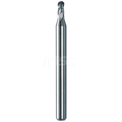 Ball End Mill: 0.1″ Dia, 0.3″ LOC, 4 Flute, Solid Carbide 1-1/2″ OAL, 1/8″ Shank Dia, 30 ° Helix, Uncoated, Single End, Series M4B