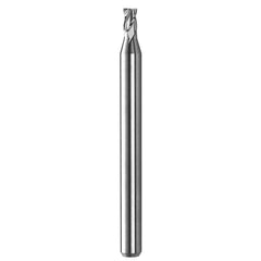 Square End Mill: 0.095'' Dia, 0.76'' LOC, 1/8'' Shank Dia, 2-1/2'' OAL, 4 Flutes, Solid Carbide Single End, Spiral Flute, Centercutting, RH Cut, RH Flute