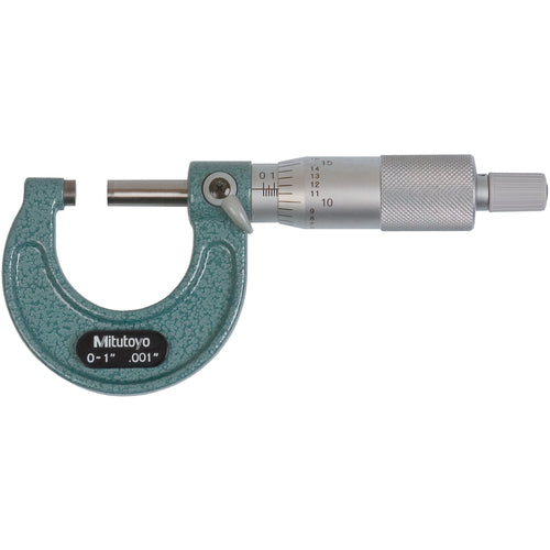 0-1″ Measuring Range-0.001″ Graduation - Ratchet Thimble - Carbide Face - Outside Micrometer - Exact Industrial Supply