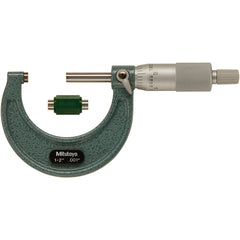 1″-2″ Measuring Range-0.001″ Graduation - Ratchet Thimble - Carbide Face - Outside Micrometer - Exact Industrial Supply