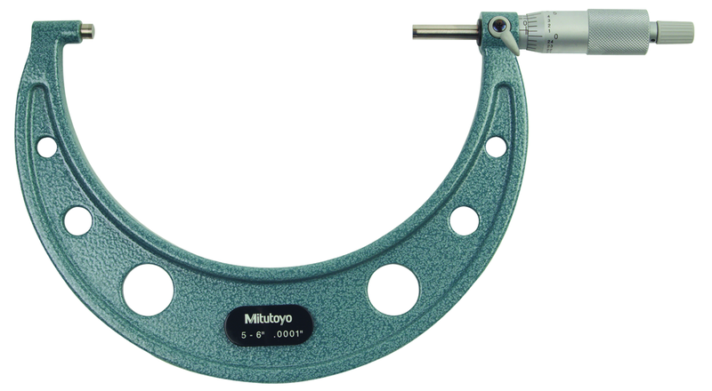 5 - 6'' Measuring Range - .0001 Graduation - Ratchet Thimble - Carbide Face - Outside Micrometer - Exact Industrial Supply