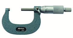 1 - 2'' Measuring Range - .0001 Graduation - Ratchet Thimble - Carbide Face - Outside Micrometer - Exact Industrial Supply