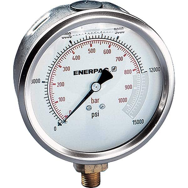 Enerpac - Hydraulic Pressure Gages & Adapters Type: Glycerine Filled Pressure Rating: 15000 - Exact Industrial Supply