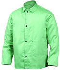 2X-Large - Green Flame Retardant 9 oz Cotton Jackets -- Jackets are 30" long - Exact Industrial Supply