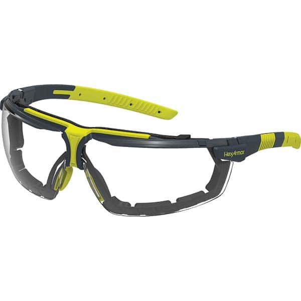 Safety Glass: Anti-Fog & Scratch-Resistant, Polycarbonate, Clear Lenses, Frameless, UV Protection Charcoal Frame, Single, Adjustable
