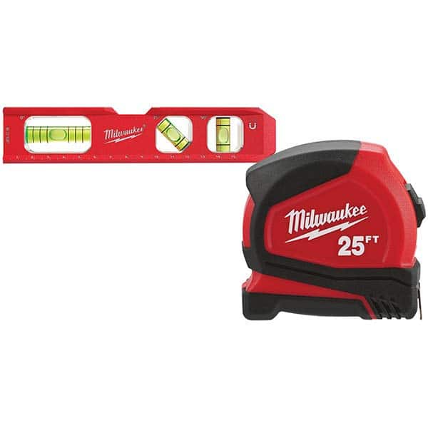 Milwaukee Tool - Box Beam, I-Beam & Torpedo Levels Level Type: Torpedo Number of Vials: 3 - Exact Industrial Supply