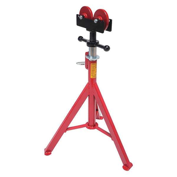 Rothenberger - 1/2" to 16" Pipe Capacity, Straight Pipe Stand with 2 Roller Head - 27" to 50" High, 2,500 Lb Capacity - Exact Industrial Supply