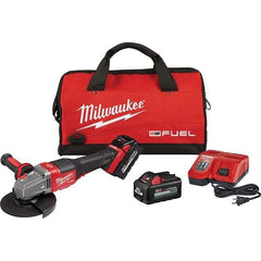 Milwaukee Tool - 4-1/2 - 6" Wheel Diam, 9,000 RPM, Cordless Angle & Disc Grinder - 5/8-11 Spindle, 18 Volts, 6 Amps, Side Exhaust - Exact Industrial Supply