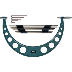 12″-18″ Measuring Range-0.001″ Graduation - Ratchet Thimble - Carbide Face - Interchangeable Anvil Micrometer - Exact Industrial Supply