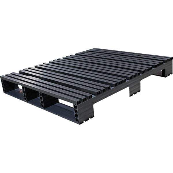 Custom Built Plastic Pallets - 48" Long x 40" & Wide x 6-1/2" High Plastic Pallet - 1,500 Lb Static Capacity, 500 Lb Dynamic Capacity, Black - Exact Industrial Supply