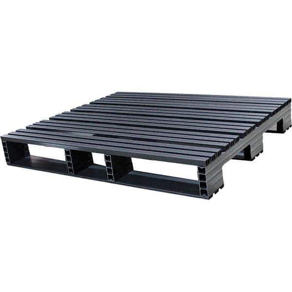 Custom Built Plastic Pallets - 40" Long x 48" & Wide x 6-1/2" High Plastic Pallet - 1,500 Lb Static Capacity, 500 Lb Dynamic Capacity, Black - Exact Industrial Supply