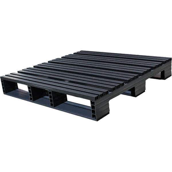 Custom Built Plastic Pallets - 42" Long x 42" & Wide x 6-1/2" High Plastic Pallet - 1,500 Lb Static Capacity, 500 Lb Dynamic Capacity, Black - Exact Industrial Supply