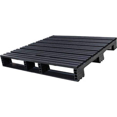 Custom Built Plastic Pallets - 48" Long x 48" & Wide x 6-1/2" High Plastic Pallet - 1,500 Lb Static Capacity, 500 Lb Dynamic Capacity, Black - Exact Industrial Supply