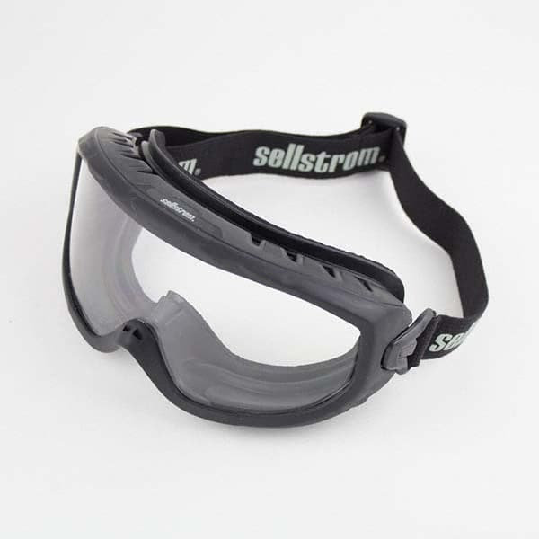 Safety Goggles: Anti-Fog, Clear Polycarbonate Lenses Ventless Vent, Black Frame, Size Universal