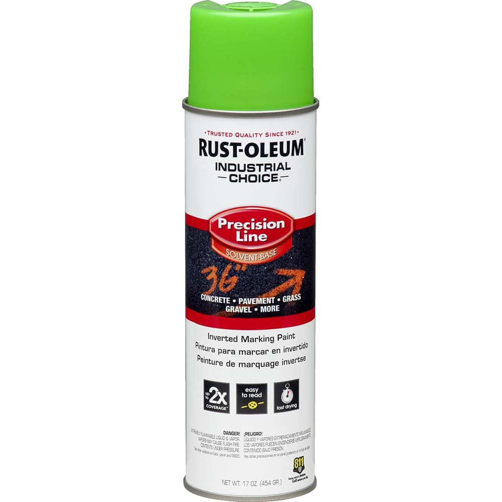 17 fl oz Green Marking Paint 600' to 700' Coverage at 1″ Wide, Solvent-Based Formula