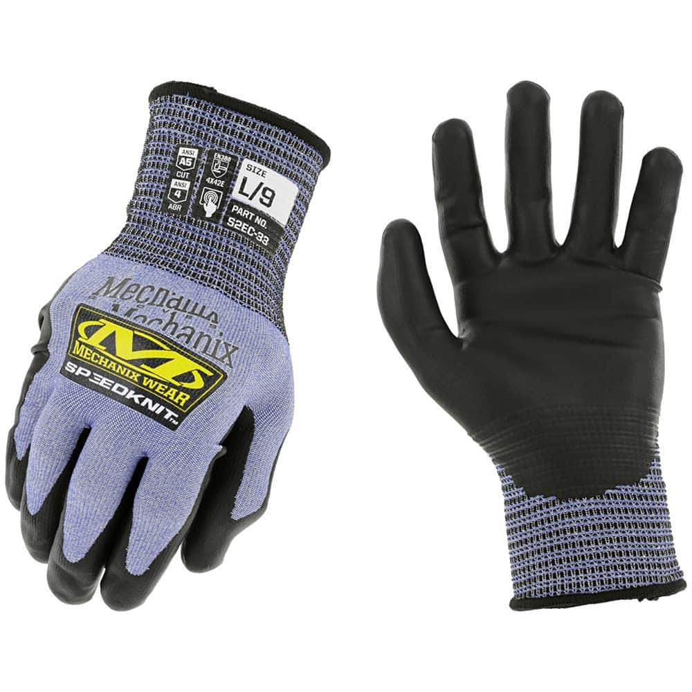 Cut & Abrasion-Resistant Gloves: Size S, ANSI Cut A5, Urethane, HPPE Light Blue, Palm Coated, ANSI Abrasion 4