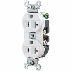 Hubbell Wiring Device-Kellems - 125V 20A NEMA 5-20R Industrial Grade White Straight Blade Duplex Receptacle - Exact Industrial Supply