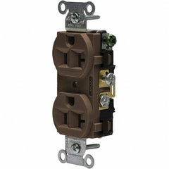 Hubbell Wiring Device-Kellems - 125V 20A NEMA 5-20R Commercial Grade Brown Straight Blade Duplex Receptacle - Exact Industrial Supply