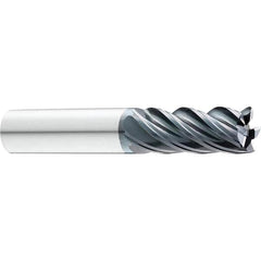 SGS - 3/8" Diam, Variable Pitch, 1/2" LOC, 5 Flute Solid Carbide Roughing Corner Radius End Mill - Exact Industrial Supply