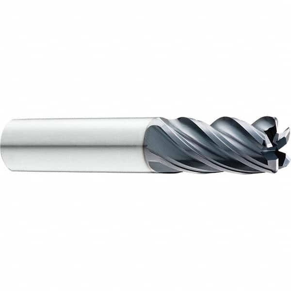 SGS - 5/8" Diam, Variable Pitch, 1-1/4" LOC, 5 Flute Solid Carbide Roughing Corner Radius End Mill - Exact Industrial Supply