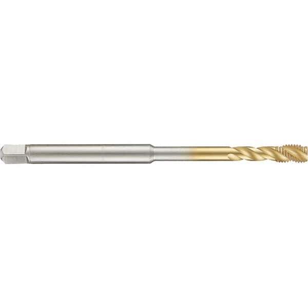 Guhring - 6-40 UNF 3 Flute 2B Modified Bottoming Spiral Flute Tap - High Speed Steel, TiN Finish, 4" OAL, Right Hand Flute, Right Hand Thread, H2/H3, Series 4284 - Exact Industrial Supply