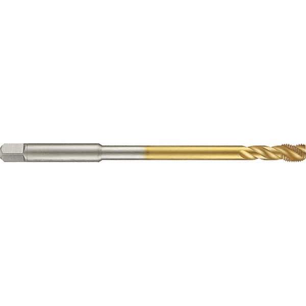 Guhring - 1/4-28 UNF 3 Flute 2B Modified Bottoming Spiral Flute Tap - High Speed Steel, TiN Finish, 6" OAL, Right Hand Flute, Right Hand Thread, H3/H4, Series 4288 - Exact Industrial Supply